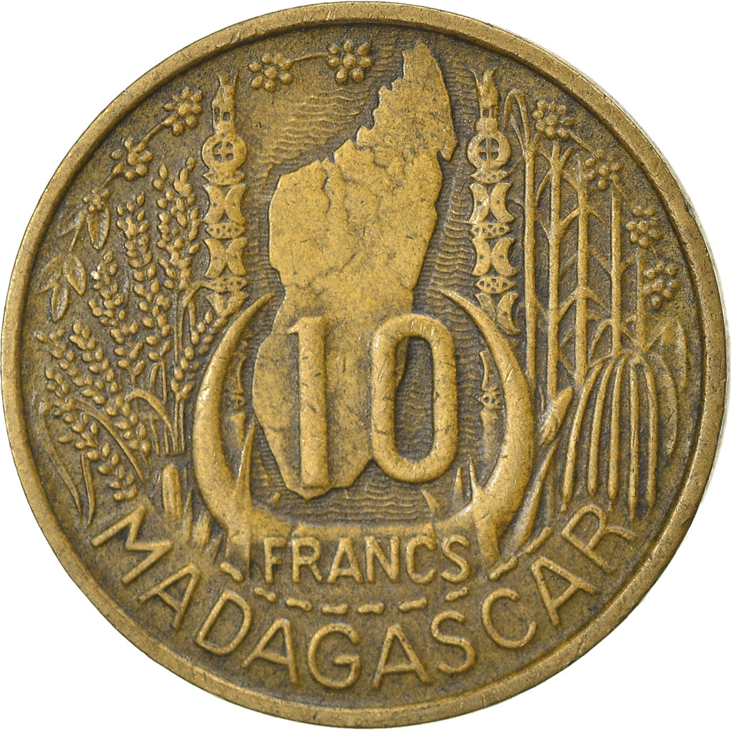 Coin, Madagascar, 10 Francs, 1953, Paris, VF(30-35), Aluminum-Bronze, KM:6