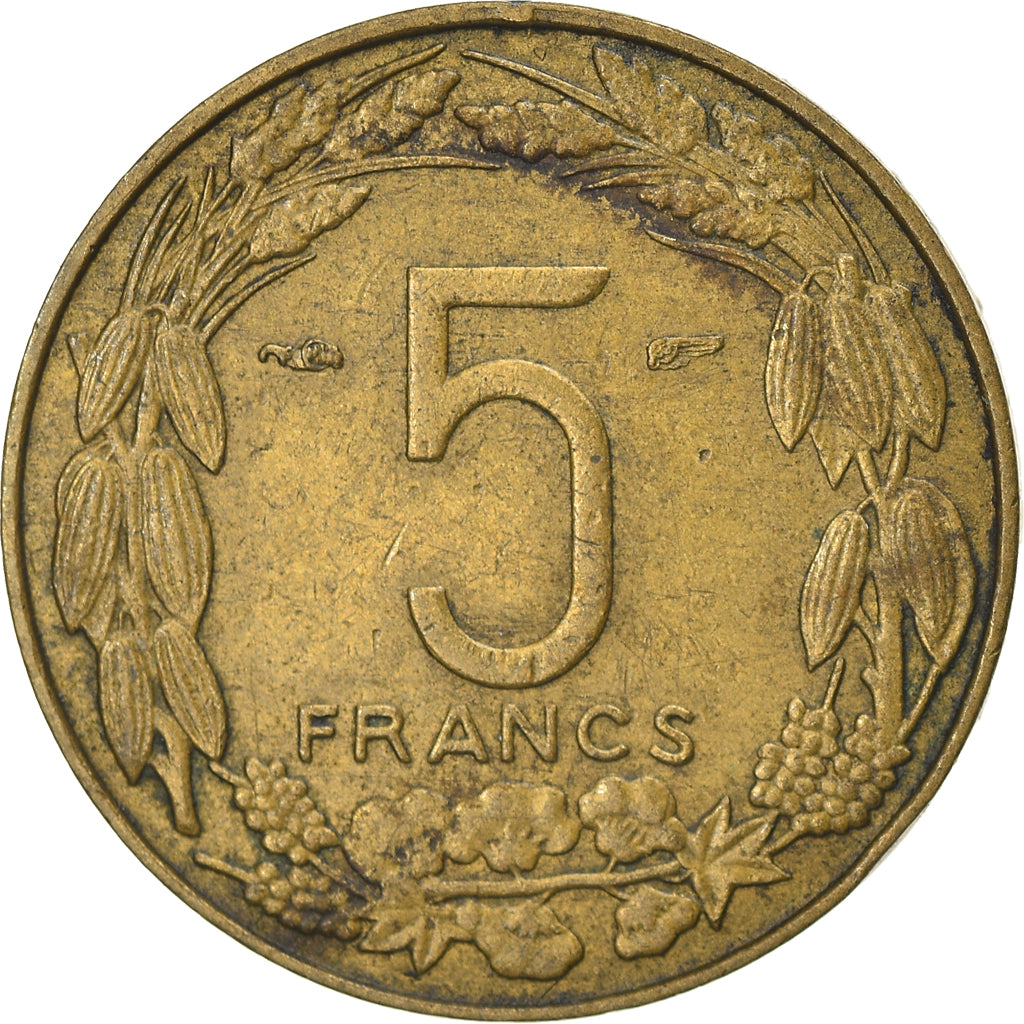 Coin, Cameroon, 5 Francs, 1958, EF(40-45), Aluminum-Bronze, KM:10