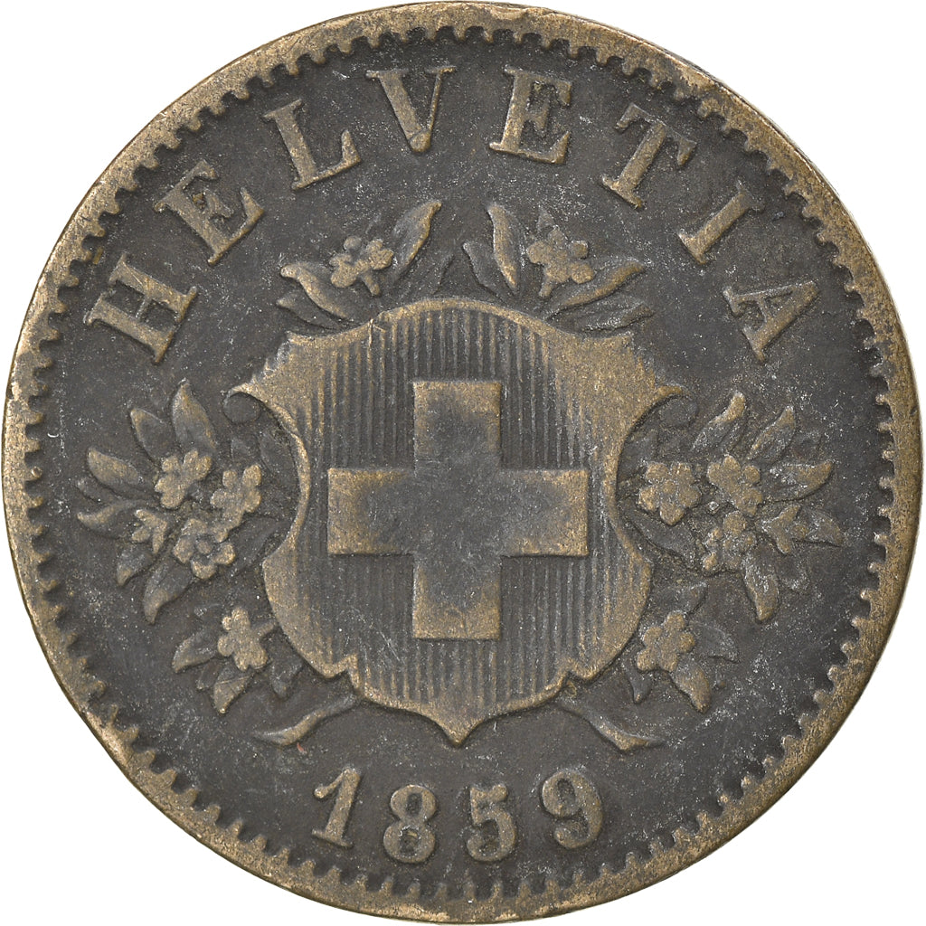 Coin, Switzerland, 20 Rappen, 1859, Bern, VF(30-35), Billon, KM:7