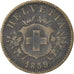 Coin, Switzerland, 20 Rappen, 1859, Bern, VF(30-35), Billon, KM:7