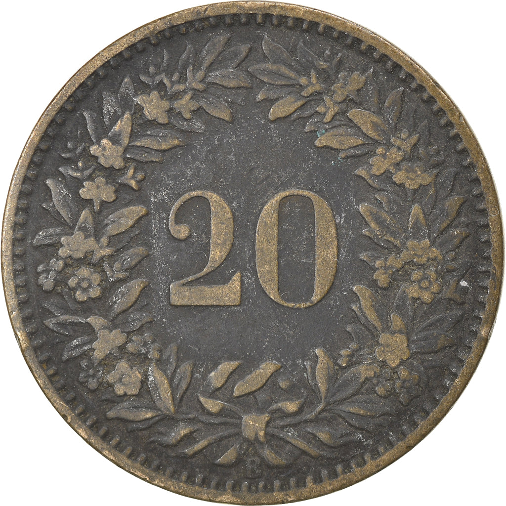 Coin, Switzerland, 20 Rappen, 1859, Bern, VF(30-35), Billon, KM:7