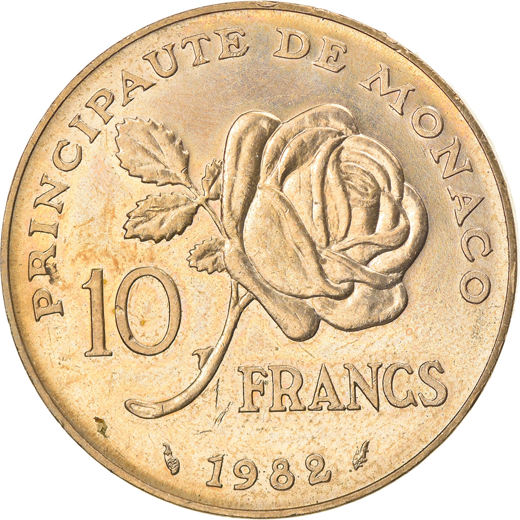Moneta, Monaco, Rainier III, 10 Francs, 1982, BB, Rame-nichel-alluminio, KM:160