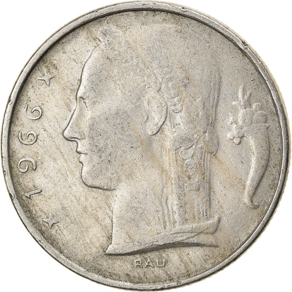 Moneta, Belgia, 5 Francs, 5 Frank, 1966, EF(40-45), Miedź-Nikiel, KM:134.1