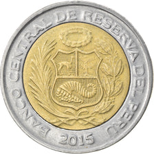 Moneda, Perú, 2 Nuevos Soles, 2015, MBC, Bimetálico, KM:343