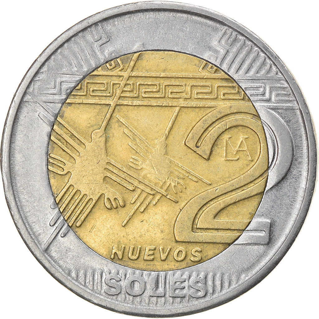 Moneda, Perú, 2 Nuevos Soles, 2015, MBC, Bimetálico, KM:343
