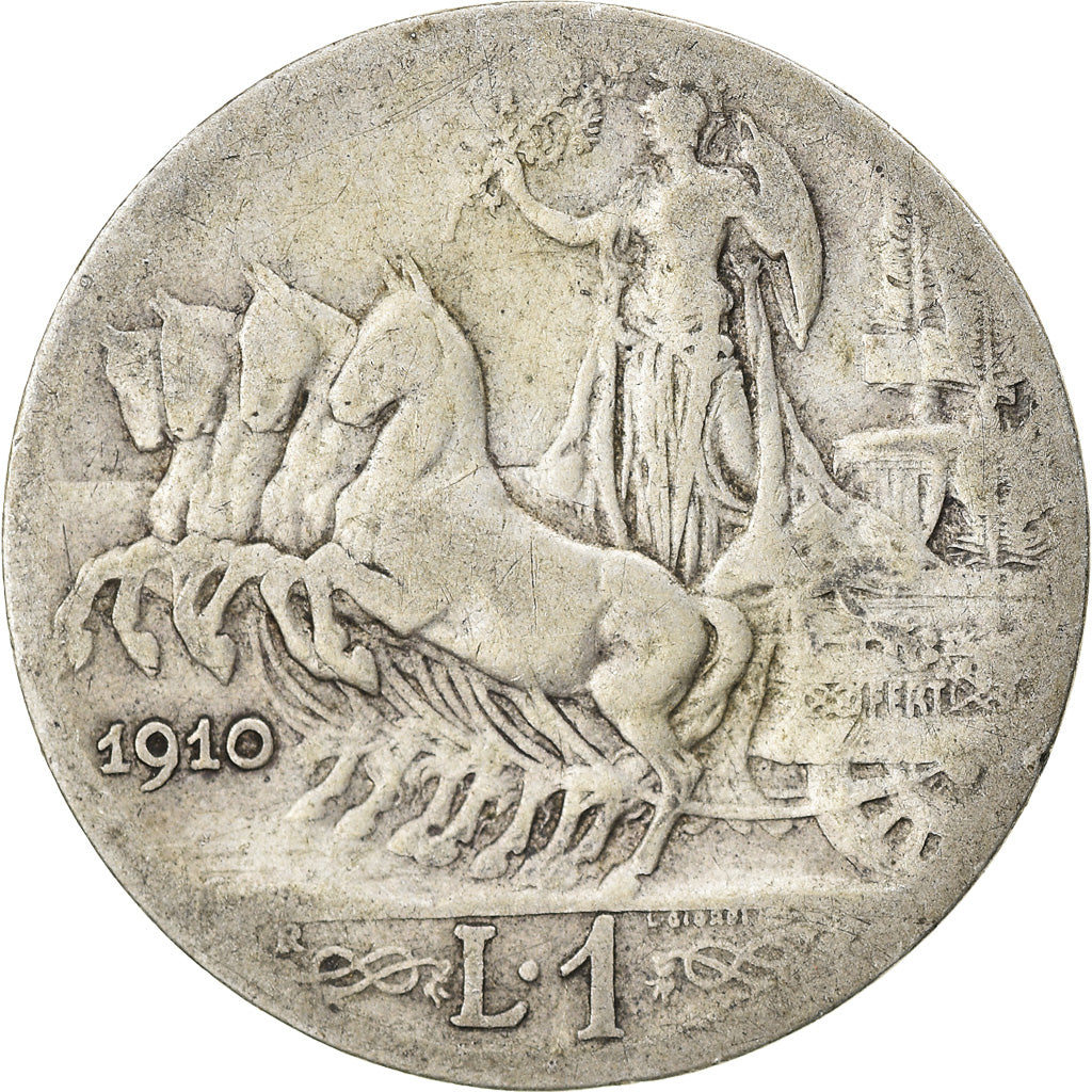 Coin, Italy, Vittorio Emanuele III, Lira, 1910, Rome, VF(20-25), Silver, KM:45
