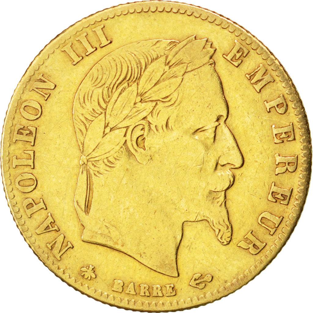 FRANCE, Napoléon III, 5 Francs, 1864, Paris, KM #803.1, VF(30-35), Gold, Gadoury