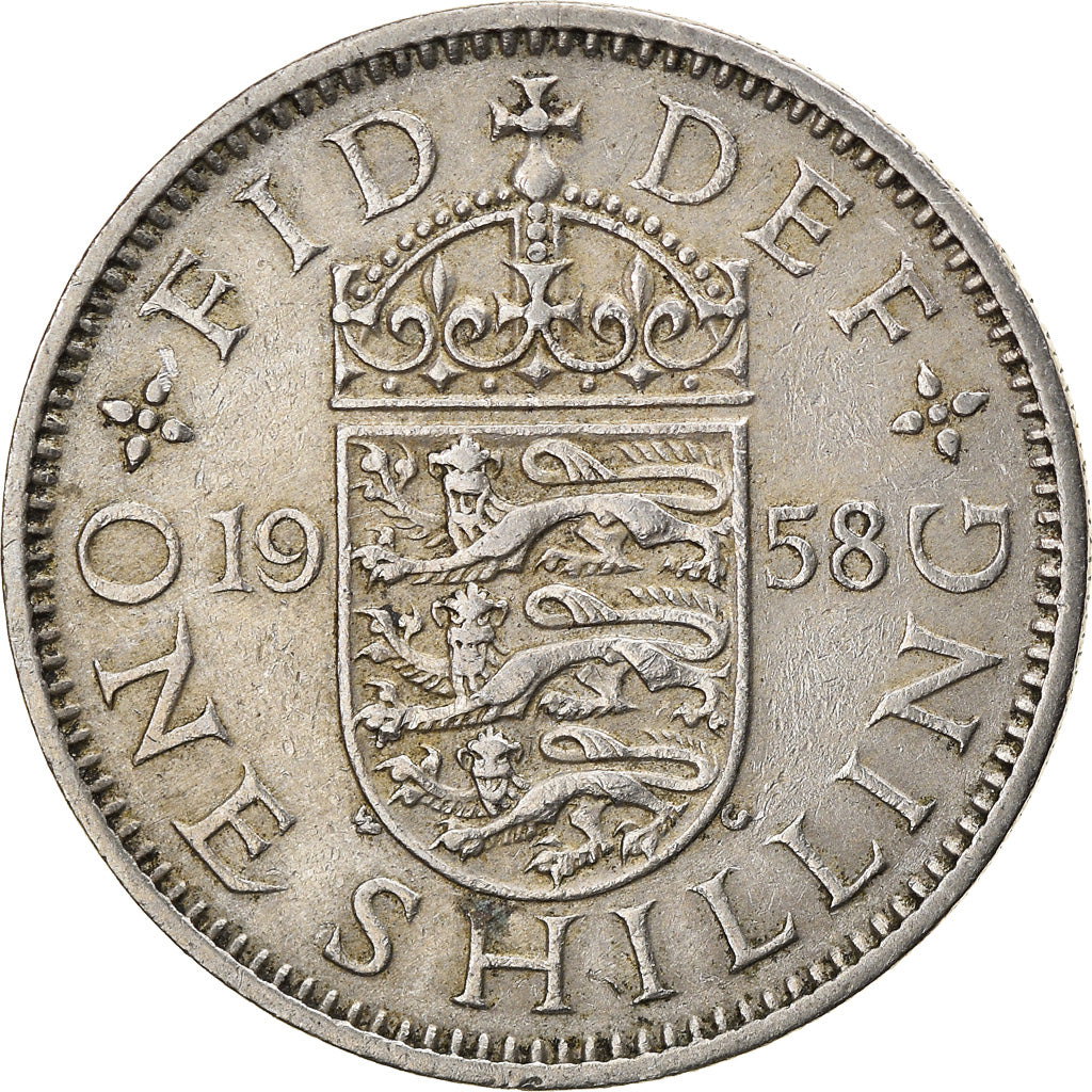 Moneta, Gran Bretagna, Elizabeth II, Shilling, 1958, MB+, Rame-nichel, KM:904