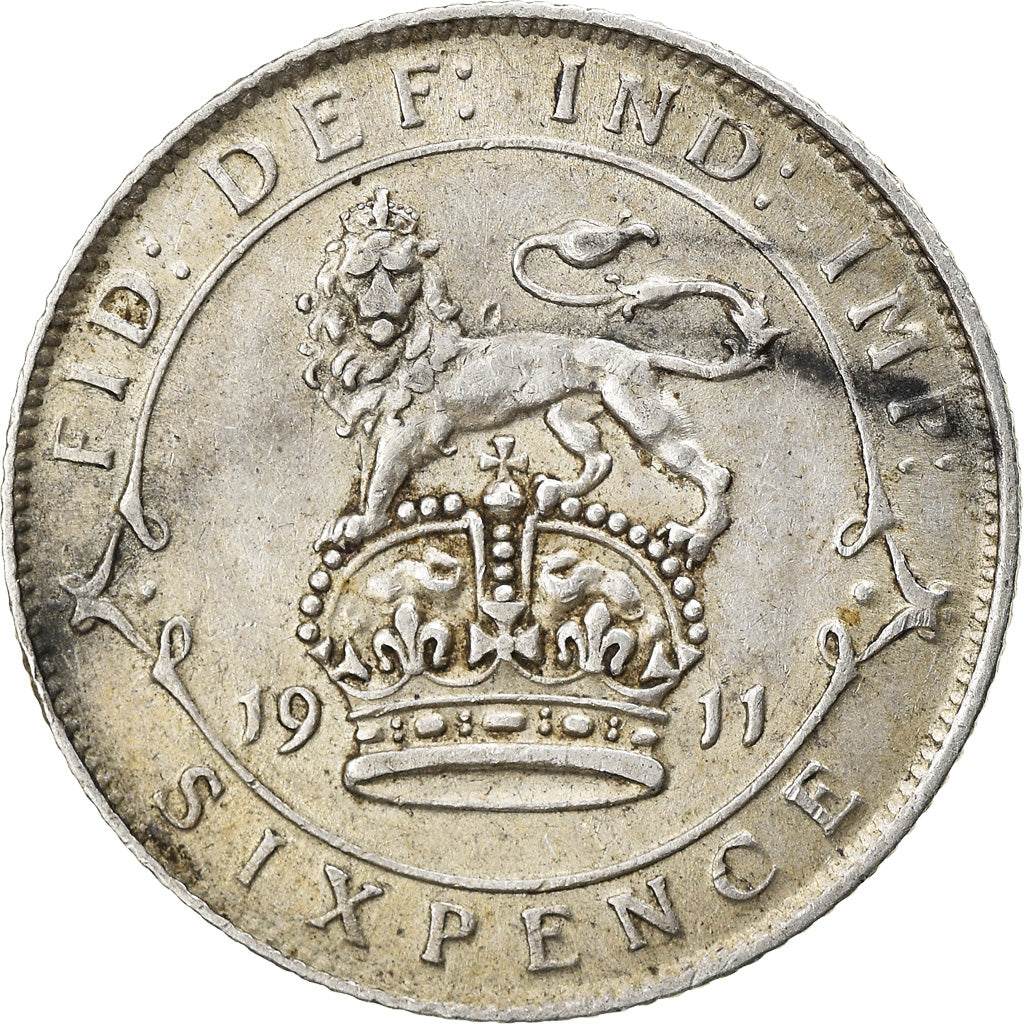 Coin, Great Britain, George V, 6 Pence, 1911, AU(50-53), Silver, KM:815