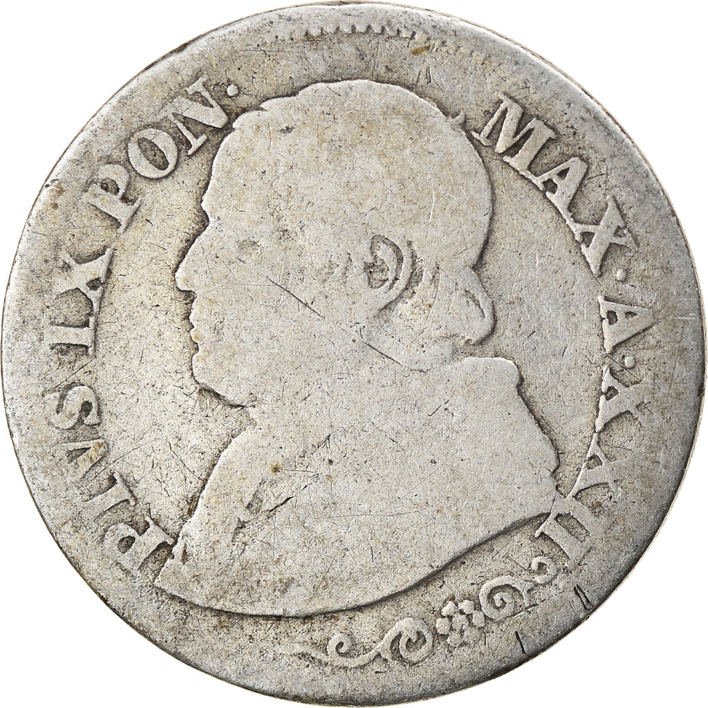 Munten, Italiaanse staten, PAPAL STATES, Pius IX, 10 Soldi, 50 Centesimi, 1867