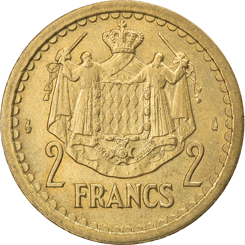 Coin, Monaco, Louis II, 2 Francs, 1943, Paris, EF(40-45), Aluminum, KM:121