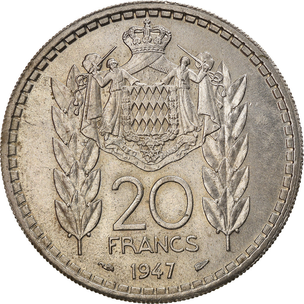 Moneta, Monaco, Louis II, 20 Francs, Vingt, 1947, Paris, BB, Rame-nichel