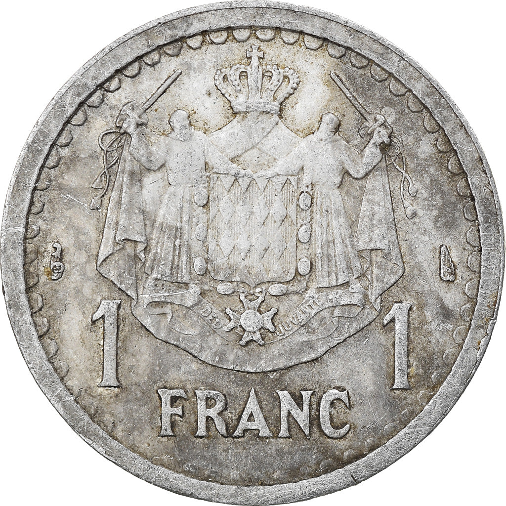 Moneta, Monaco, 1 Franc, Undated (1943), MB, Alluminio, Gadoury:MC131