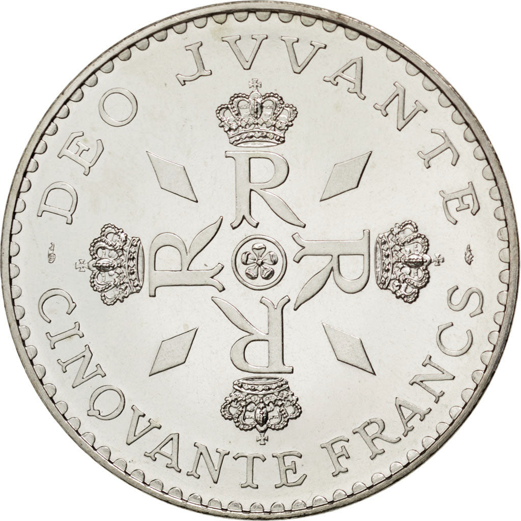 MONACO, 50 Francs, 1976, KM #152.2, MS(63), Silver, 41, Gadoury #162, 30.05