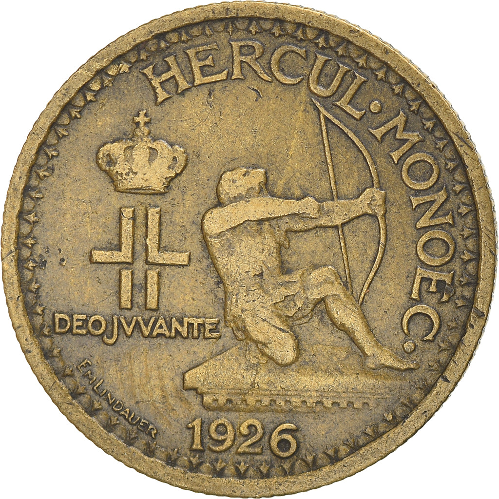 Coin, Monaco, Louis II, 50 Centimes, 1926, Poissy, VF(30-35), Aluminum-Bronze