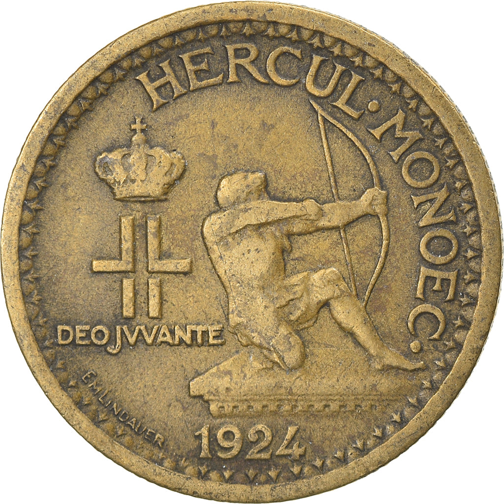 Coin, Monaco, Louis II, 50 Centimes, 1924, Poissy, VF(30-35), Aluminum-Bronze