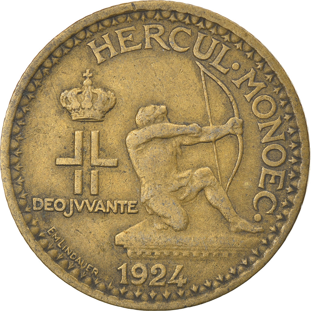 Monnaie, Monaco, Louis II, Franc, 1924, Poissy, TB+, Aluminum-Bronze