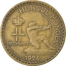 Monnaie, Monaco, Louis II, Franc, 1924, Poissy, TB+, Aluminum-Bronze
