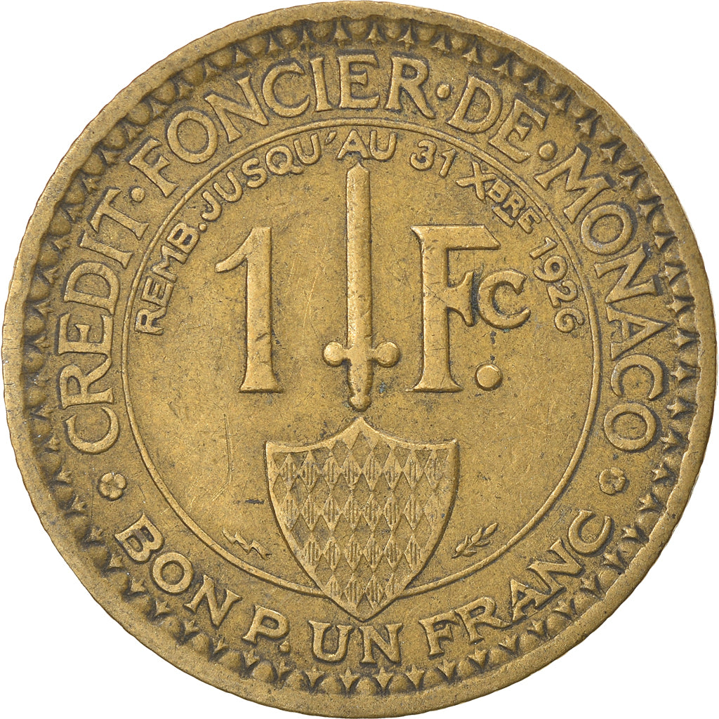 Monnaie, Monaco, Louis II, Franc, 1924, Poissy, TB+, Aluminum-Bronze