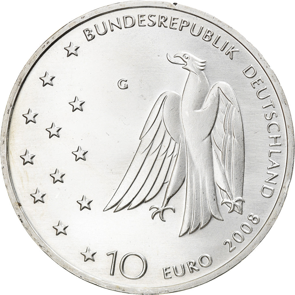 Bundesrepublik Deutschland, 10 Euro, 2008, Karlsruhe, UNZ, Silber, KM:271