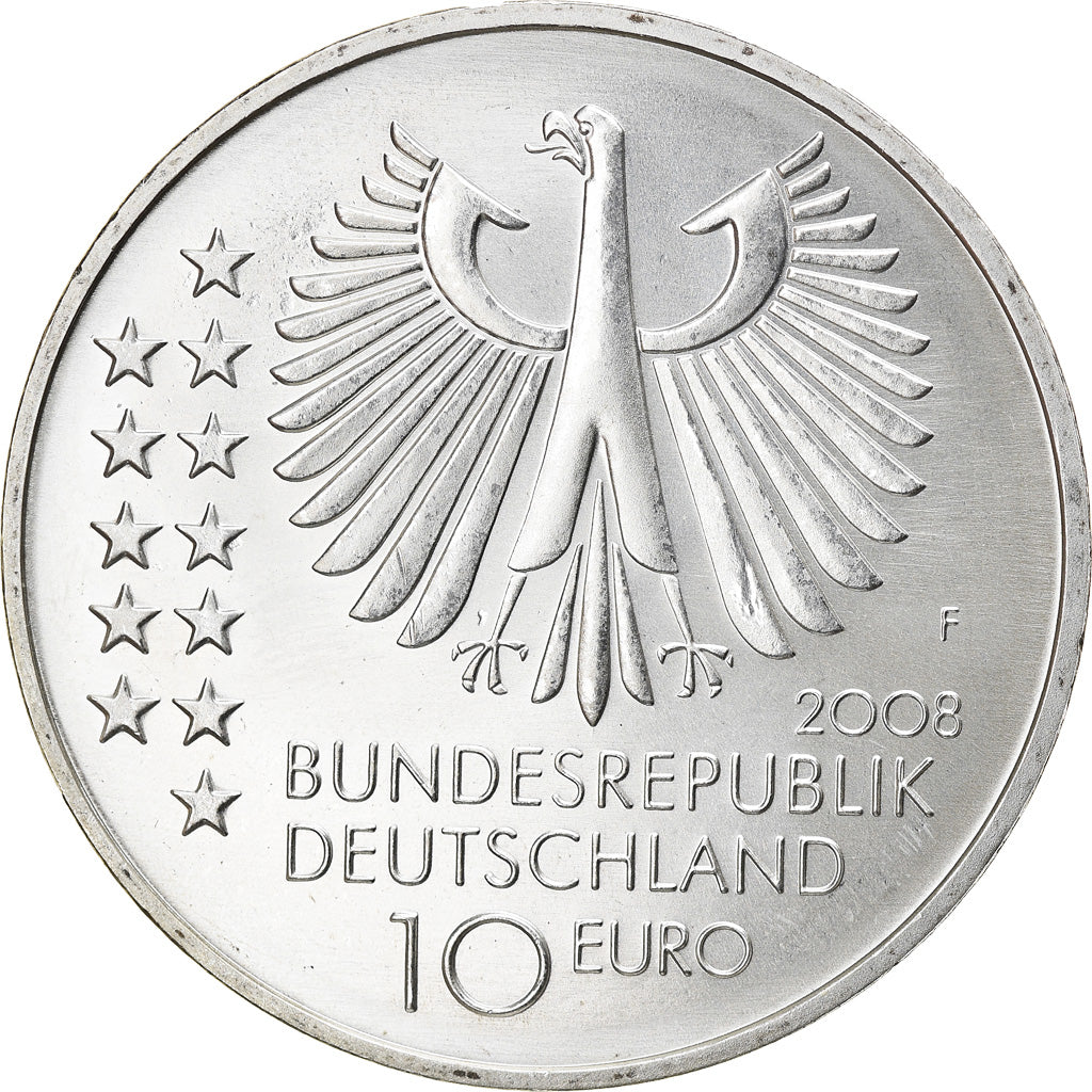 GERMANY - FEDERAL REPUBLIC, 10 Euro, Max Planck, 2008, Stuttgart, MS(63)