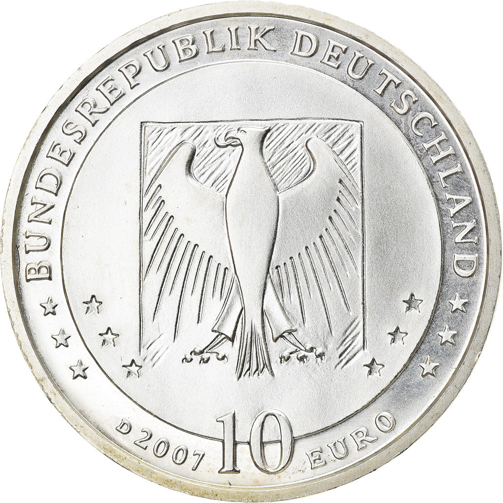 GERMANY - FEDERAL REPUBLIC, 10 Euro, 2007, Munich, BE, MS(65-70), Silver, KM:265