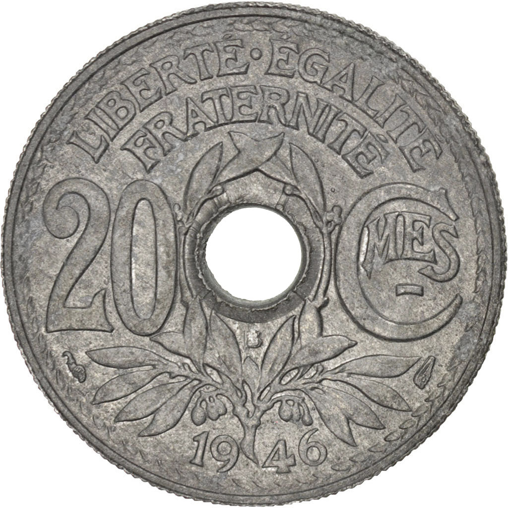 Coin, France, Lindauer, 20 Centimes, 1946, Beaumont le Roger, VF(30-35), Zinc