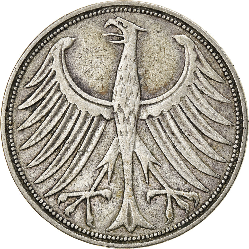 Moneta, GERMANIA - REPUBBLICA FEDERALE, 5 Mark, 1951, Karlsruhe, BB, Argento