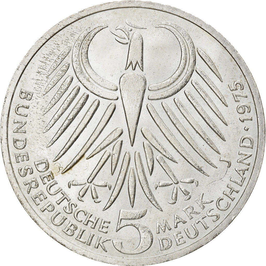 Münze, Bundesrepublik Deutschland, 5 Mark, 1975, Hamburg, Germany, VZ, Silber