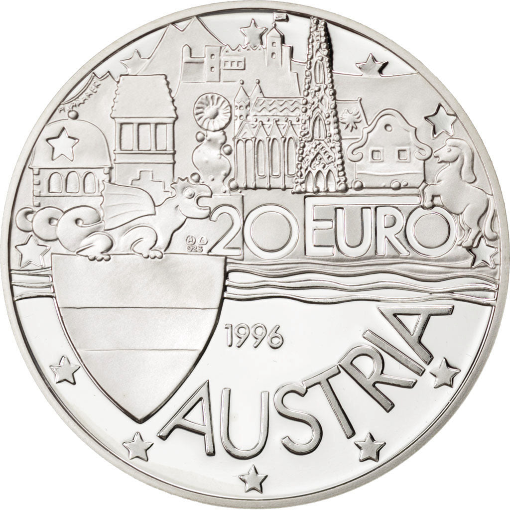 Coin, Austria, 20 Euro, 1996, MS(63), Silver, KM:39
