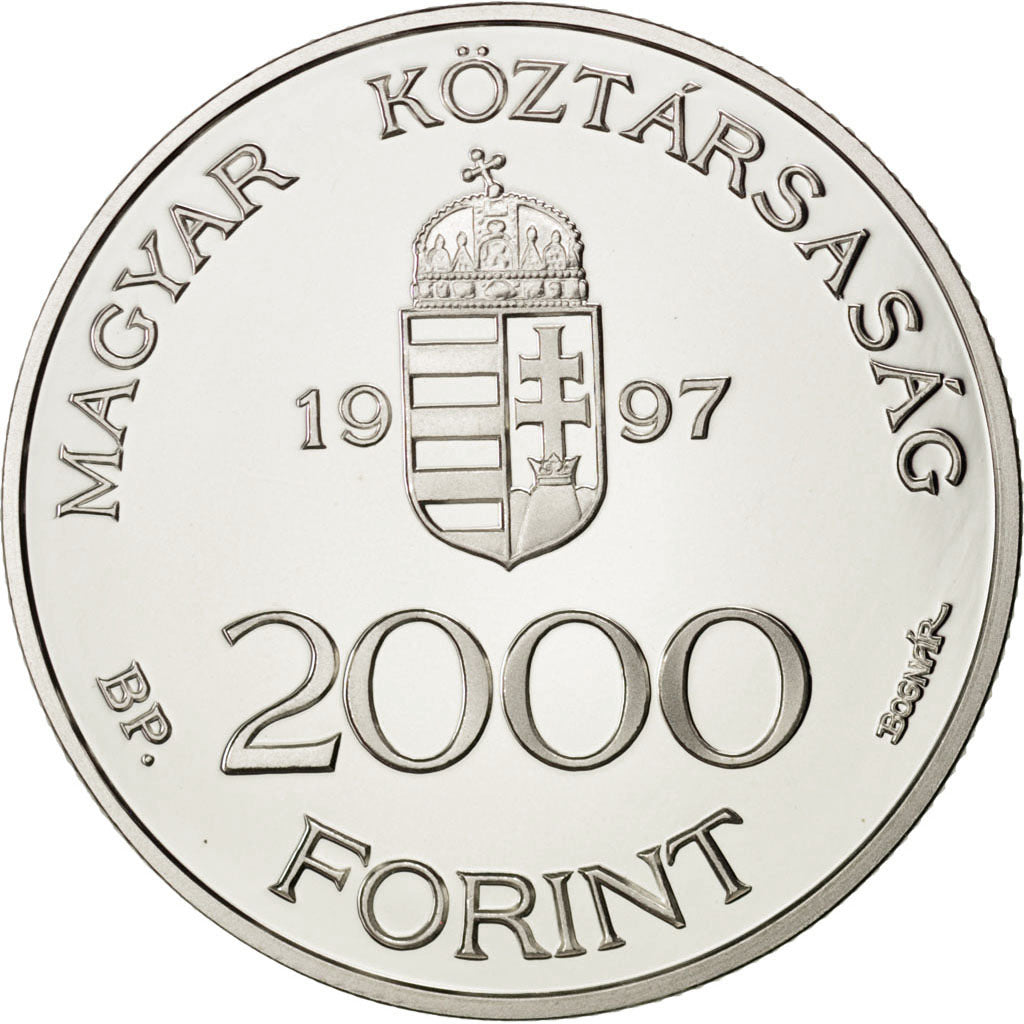 HUNGARY, 2000 Forint, 1997, KM #724, MS(63), Silver, 31.59