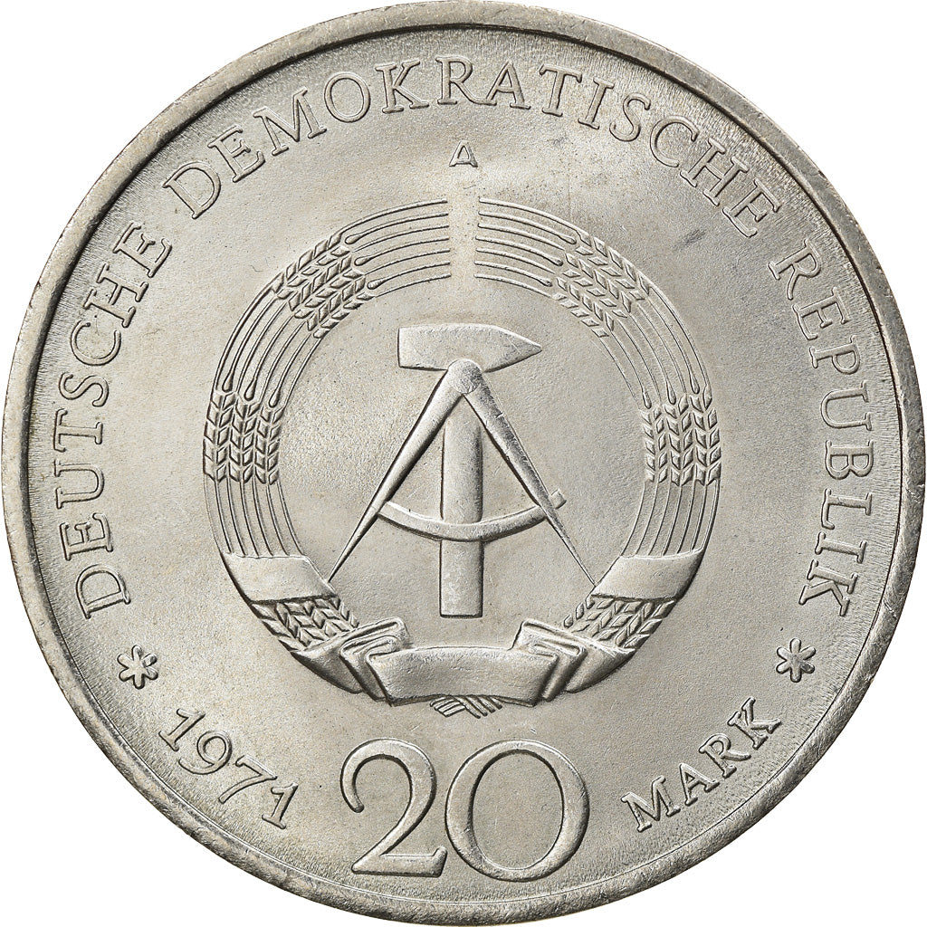 Coin, GERMAN-DEMOCRATIC REPUBLIC, 20 Mark, 1971, Berlin, AU(50-53)