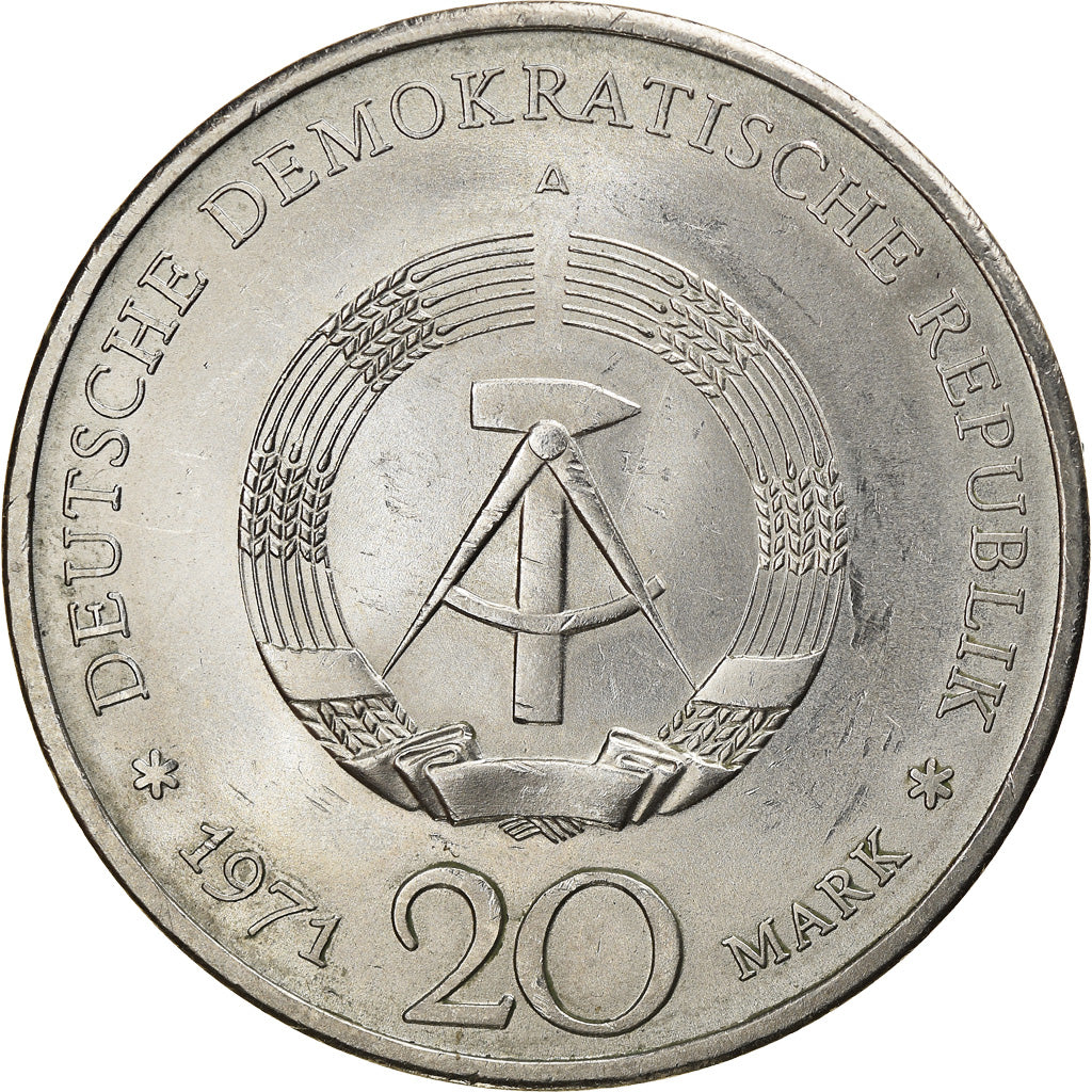 Coin, GERMAN-DEMOCRATIC REPUBLIC, 20 Mark, 1971, Berlin, AU(55-58)