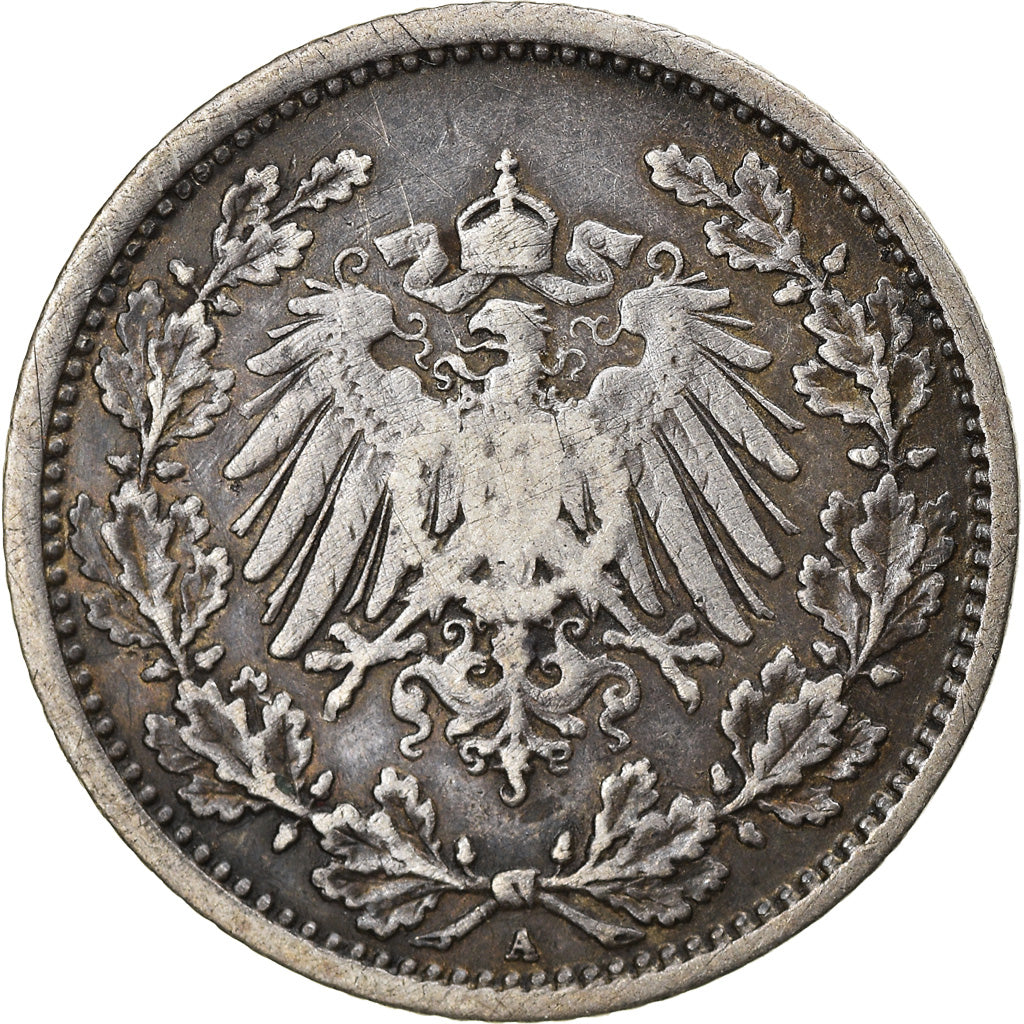 Coin, GERMANY - EMPIRE, 1/2 Mark, 1905, Berlin, EF(40-45), Silver, KM:17
