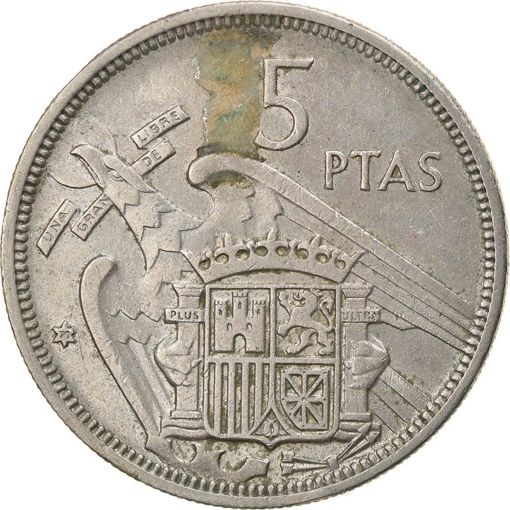 Monnaie, Espagne, Caudillo and regent, 5 Pesetas, 1971, TB+, Copper-nickel