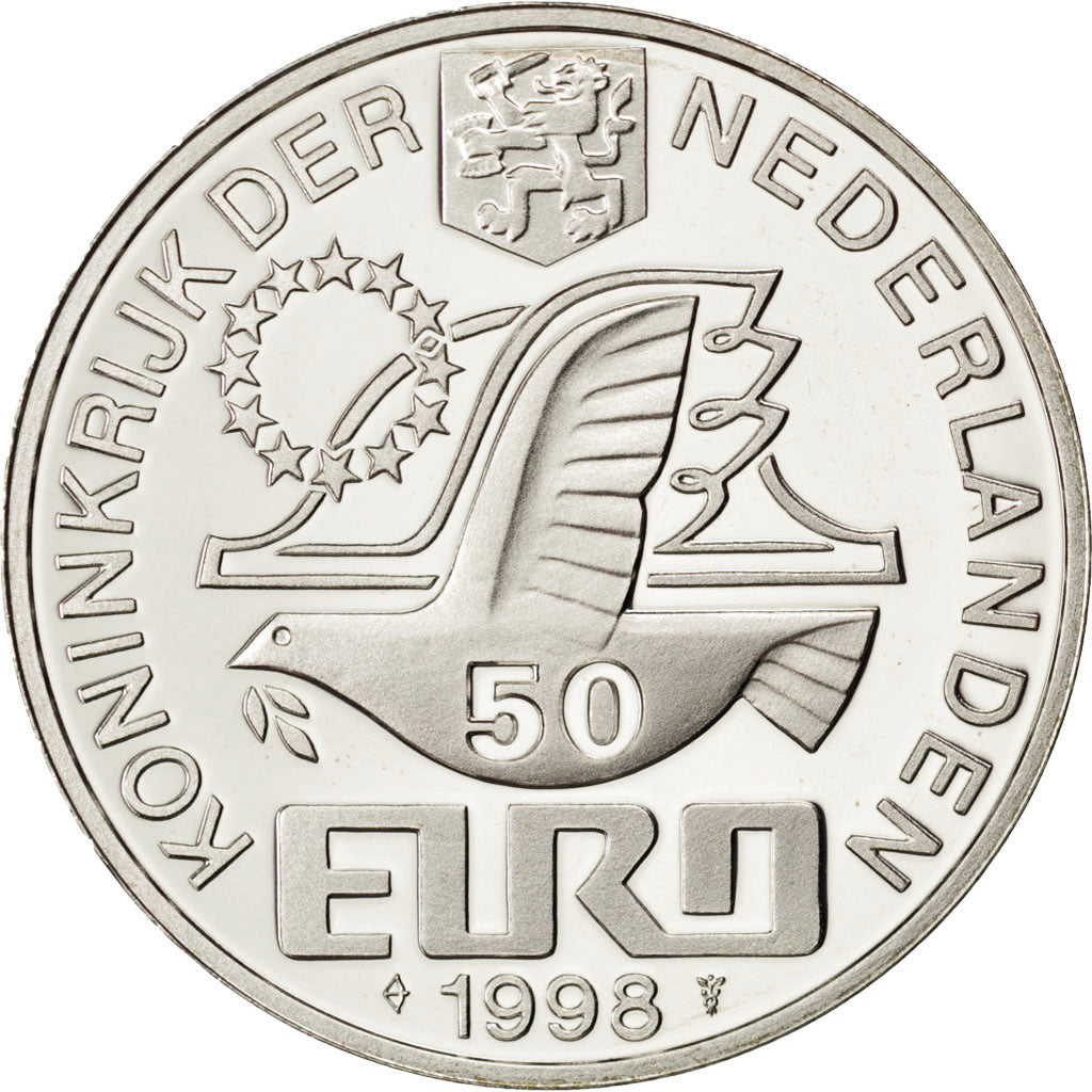 NETHERLANDS, 50 Euro, 1998, Utrecht, KM #147, MS(63), Silver, 38, 24.95