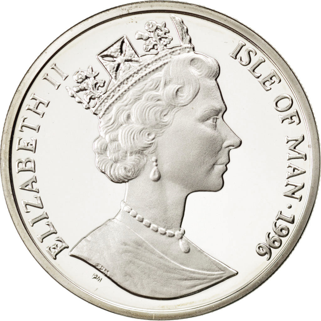 ISLE OF MAN, 10 Euro, 1996, KM #718, MS(63), Silver, 10.09