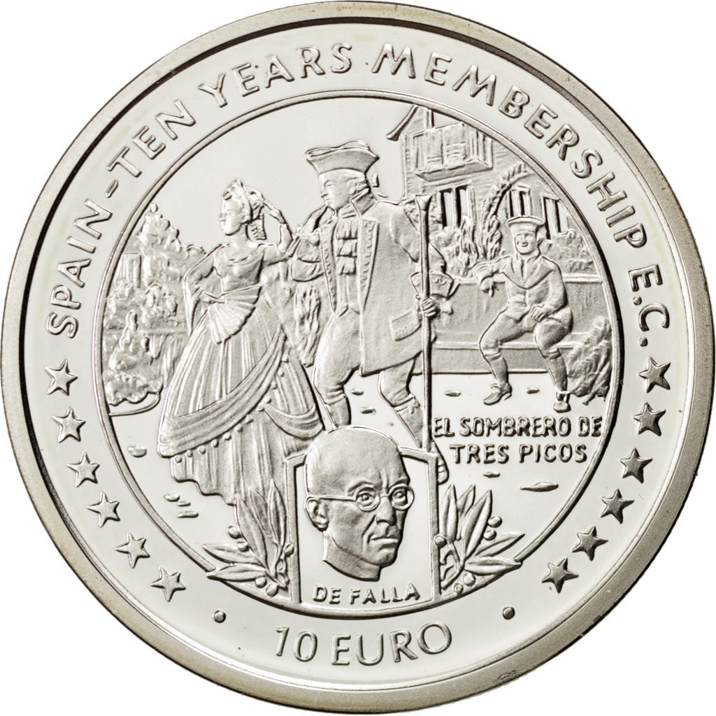 ISLE OF MAN, 10 Euro, 1996, KM #718, MS(63), Silver, 10.09