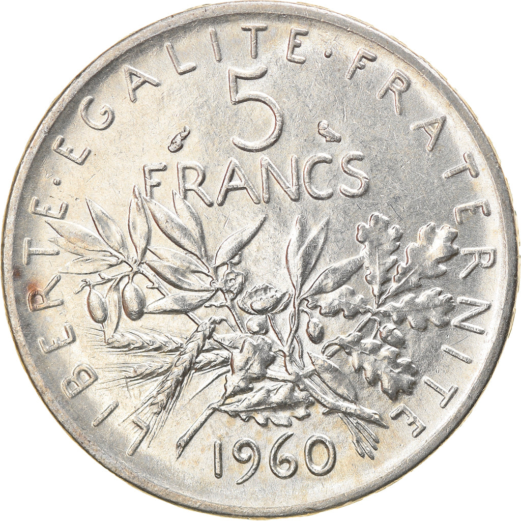 Moneta, Francia, Semeuse, 5 Francs, 1960, BB+, Argento, KM:926, Gadoury:770