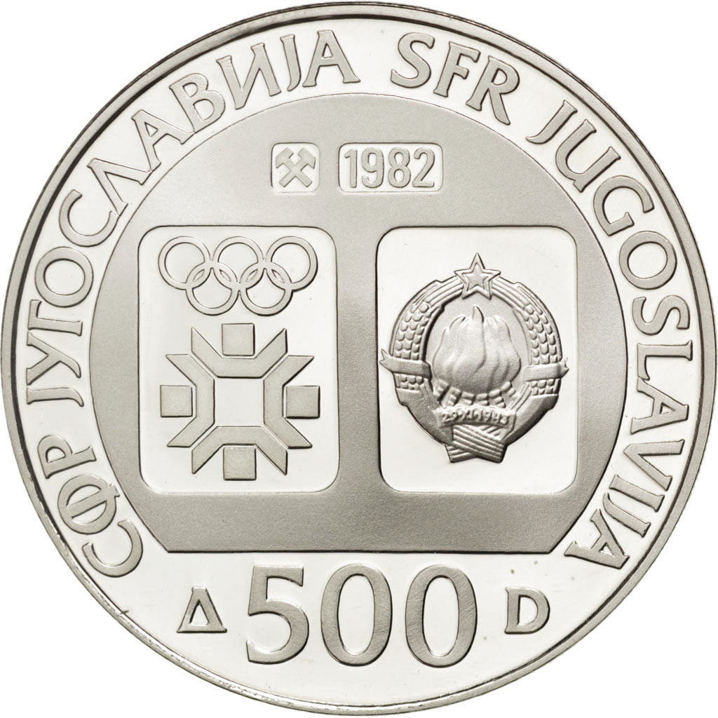 Iugoslavia, 500 Dinara, 1982, SPL, Argento, KM:92