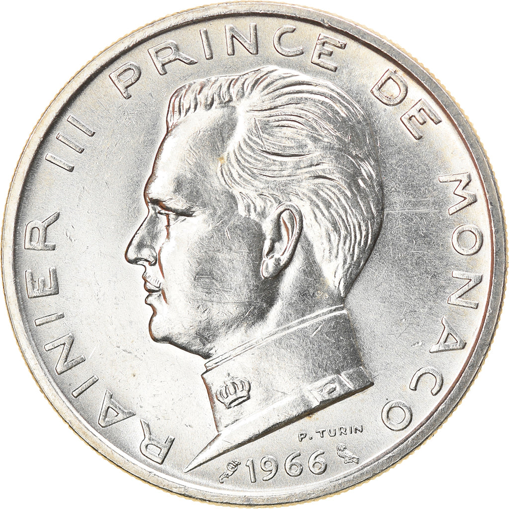 Coin, Monaco, Rainier III, 5 Francs, 1966, MS(60-62), Silver, KM:141, Gadoury:MC