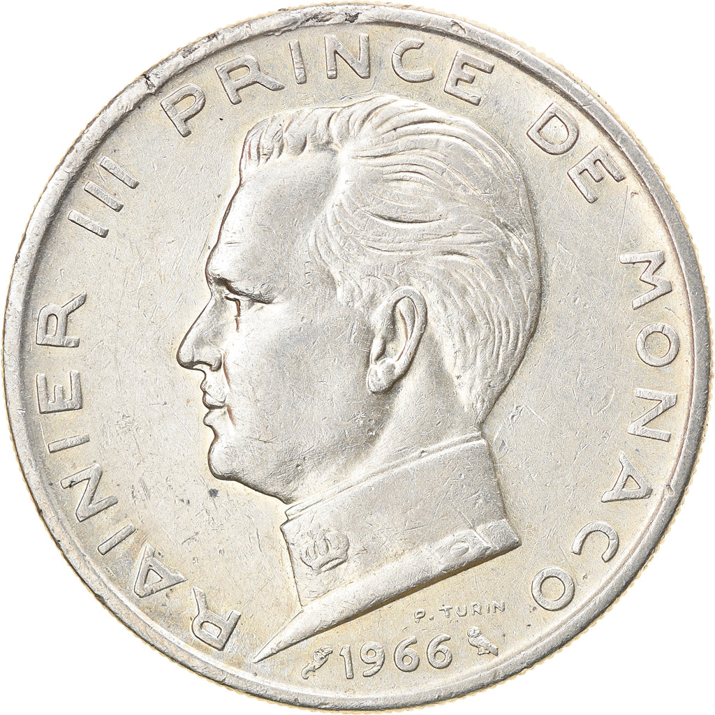 Coin, Monaco, Rainier III, 5 Francs, 1966, EF(40-45), Silver, KM:141, Gadoury:MC