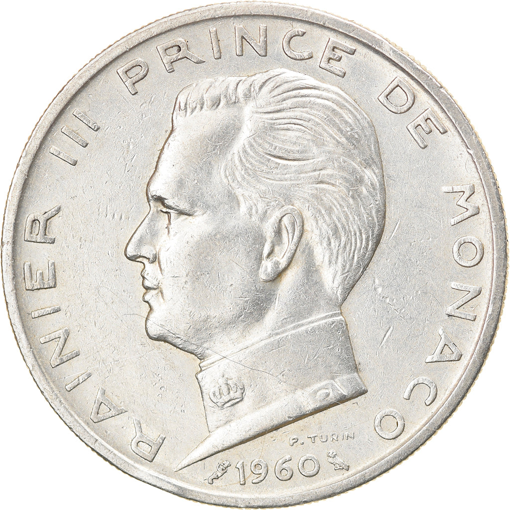 Coin, Monaco, Rainier III, 5 Francs, 1960, EF(40-45), Silver, KM:141, Gadoury:MC