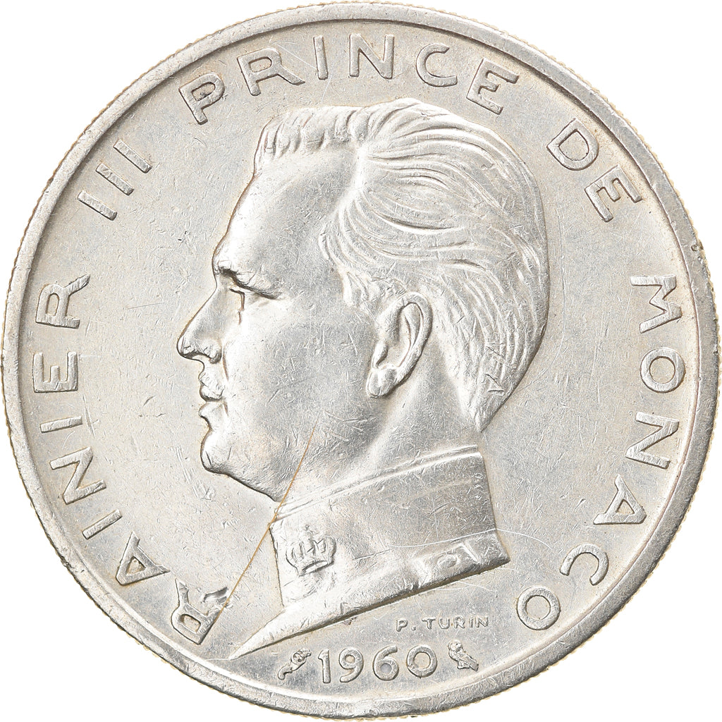 Monnaie, Monaco, Rainier III, 5 Francs, 1960, TTB, Argent, Gadoury:MC 152