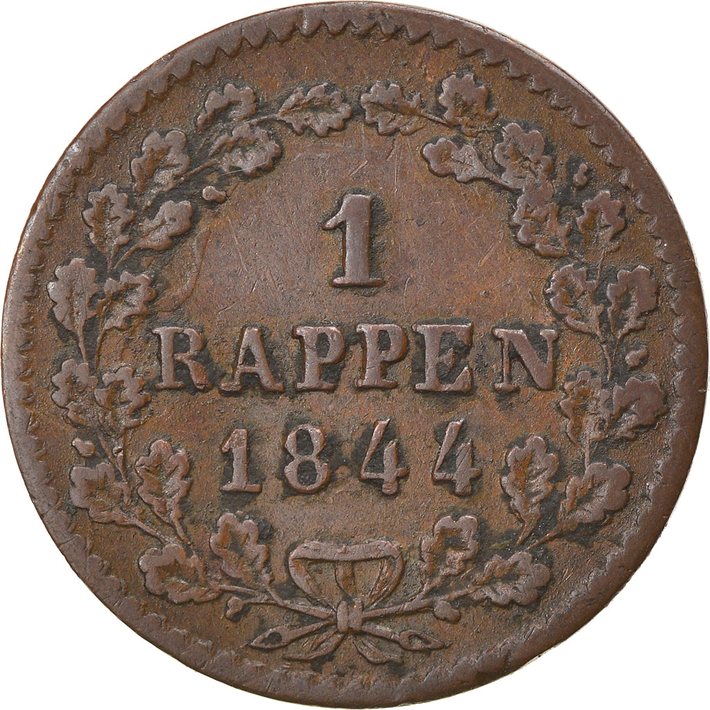 Coin, SWISS CANTONS, Rappen, 1844, CANTON LUZERN, EF(40-45), Copper, KM:119