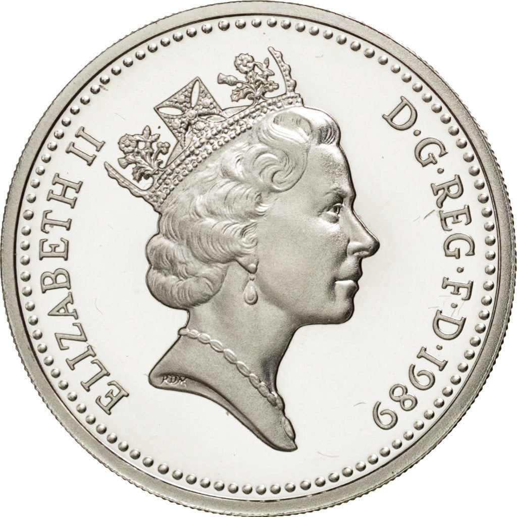 GREAT BRITAIN, Pound, 1989, KM #959a, MS(64), Silver, 22.5, 9.50