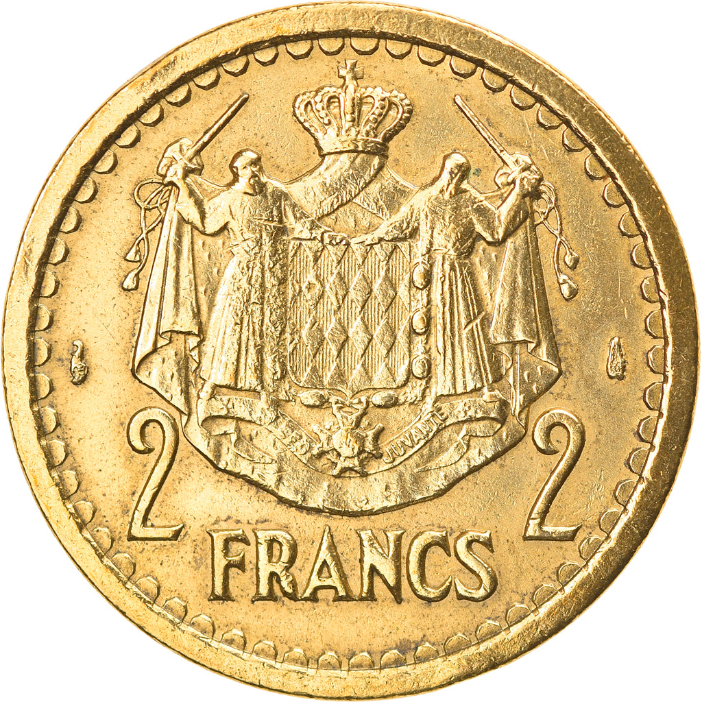 Münze, Monaco, Louis II, 2 Francs, 1945, SS, Aluminum-Bronze, KM:121a