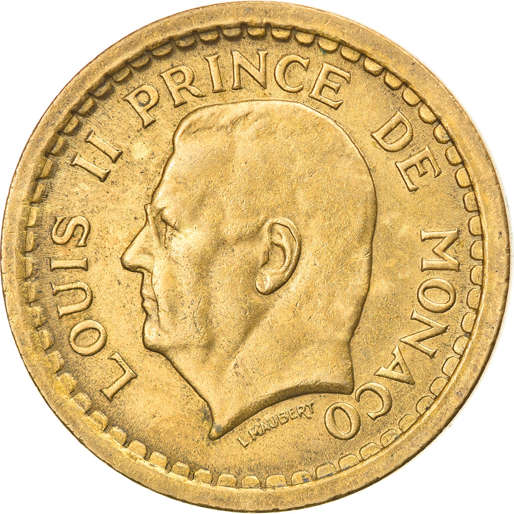 Monnaie, Monaco, Louis II, 2 Francs, 1945, TTB, Aluminum-Bronze, Gadoury:MC134