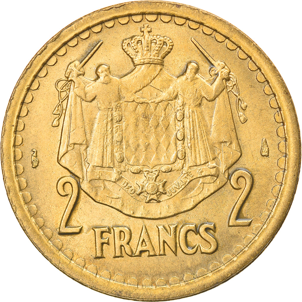 Coin, Monaco, Louis II, 2 Francs, 1945, VF(30-35), Aluminum-Bronze, KM:121a