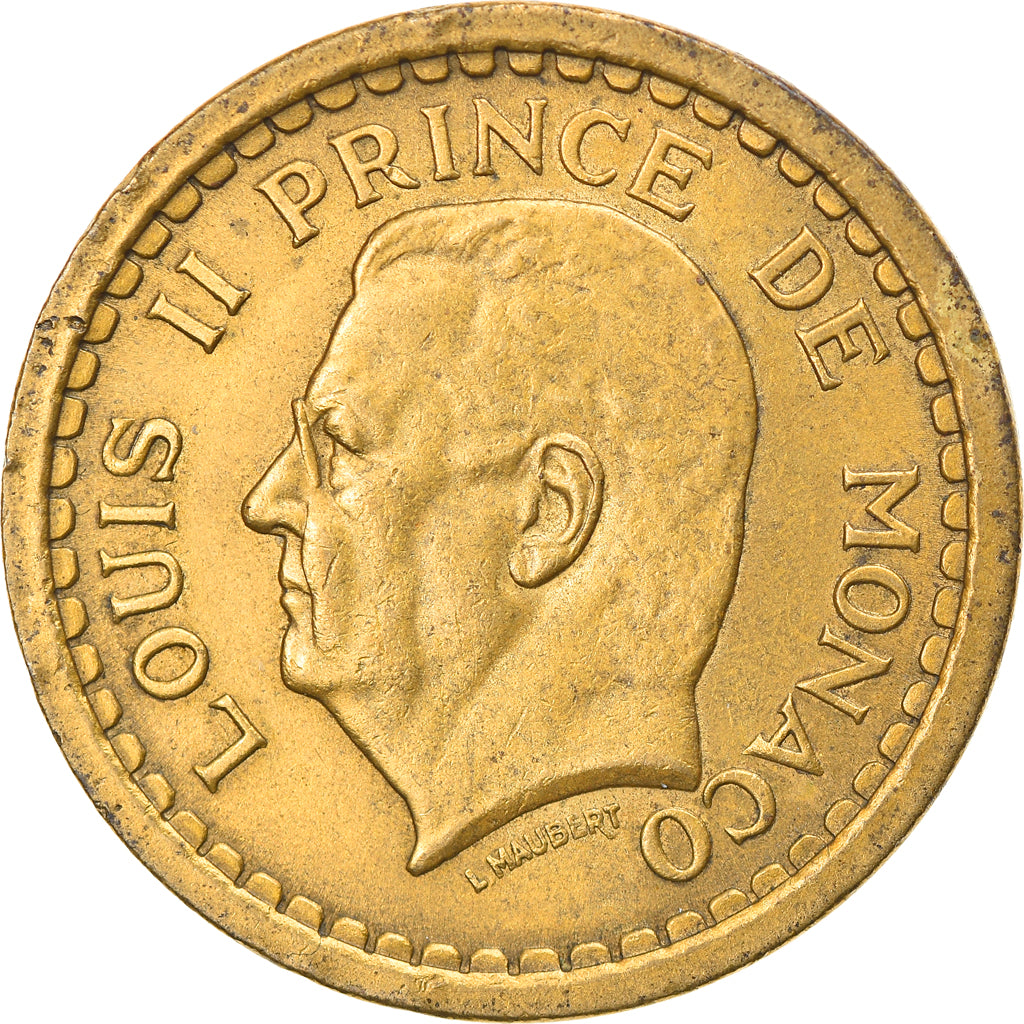 Moneta, Monaco, Louis II, 2 Francs, 1945, MB+, Alluminio-bronzo, KM:121a